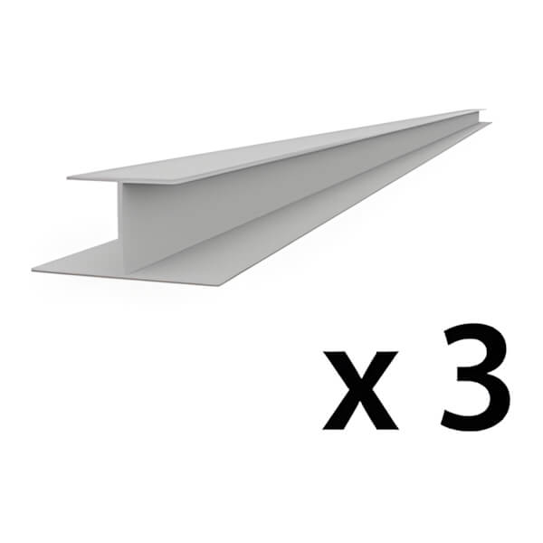 Proslat 8 ft. PROCORE PVC Slatwall H-Trim (Grey 3-Pack)-28933K-Garage Giant