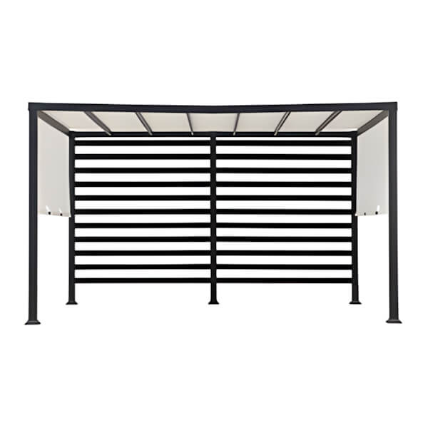 Sunjoy Group Modern 10 x 12 Metal Pergola with Privacy Screen and White Adjustable Canopy