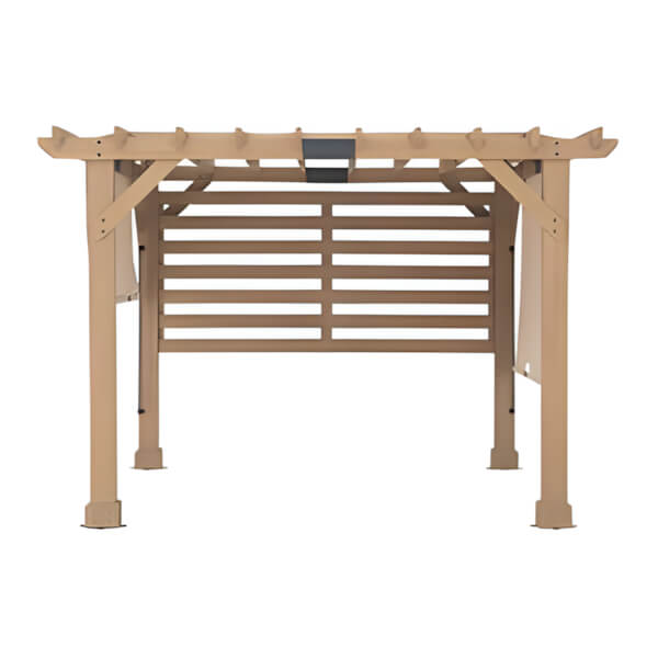 Sunjoy Group 10 x 11 Modern Wooden Hot Tub Pergola Kit with Tan Adjustable Canopy-A106008600-Garage Giant