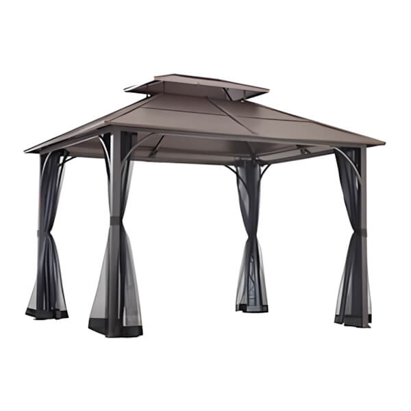 Sunjoy Group 10 x 12 Steel Hardtop Gazebo with Hook and Netting