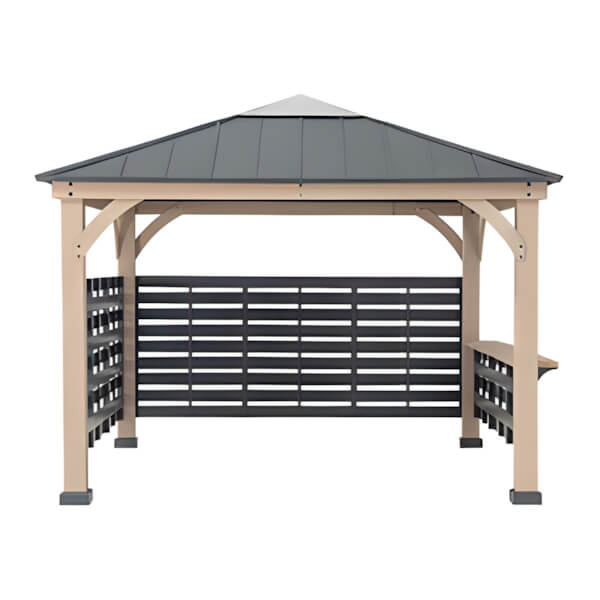 Sunjoy Group 11 x 11 Wooden Grill / BBQ / Hot Tub Gazebo with Privacy Screen