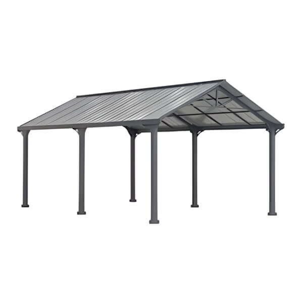 Sunjoy Group AutoCove 12 x 20 Steel Frame Gable Roof Metal Carport / Gazebo with 2 Ceiling Hooks-A110000400-Garage Giant