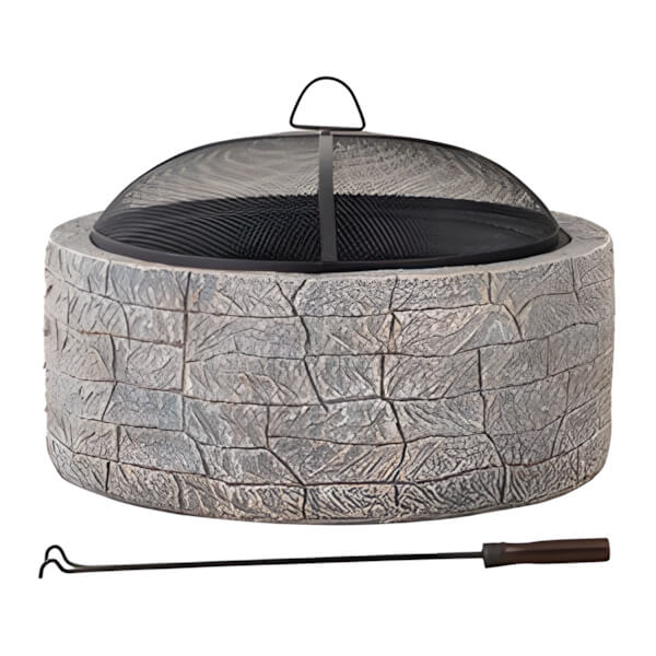 Sunjoy Group 26-Inch Wood Burning Stone Fire Pit - Thumbnail 2