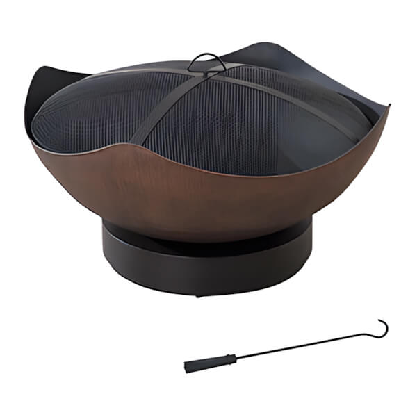 Sunjoy Group 32-Inch Steel Wood Burning Fire Pit with Spark Screen and Fire Poker-A301022700-Garage Giant