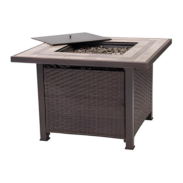 Sunjoy Group Smokeless Propane Fire Pit Table with Ceramic Tile Tabletop and Lava Rocks - Thumbnail 3