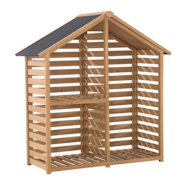 Sunjoy Group Cedar Firewood Storage Rack Shed