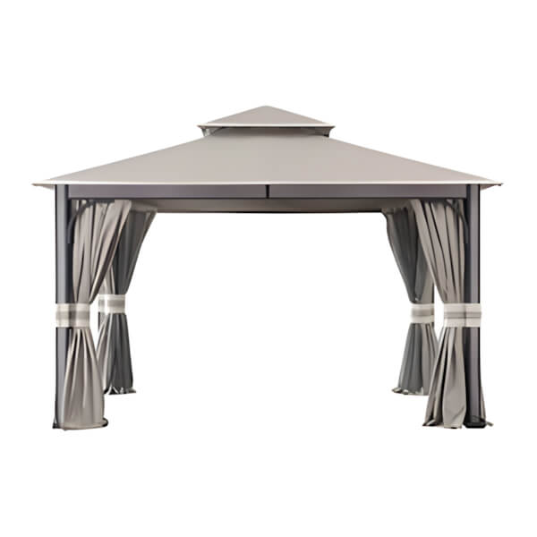 Sunjoy Group SummerCove 11 x 13 Steel 2-Tier Soft Top Gazebo with Netting, Curtains and Hook-A101015300-Garage Giant