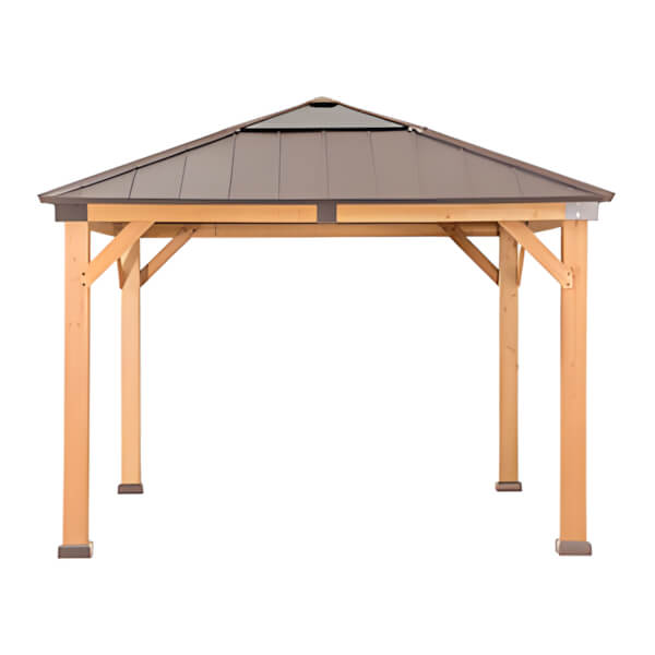 Sunjoy Group 11 x 11 Wooden 2-Tier Aluminum Hardtop Gazebo with Ceiling Hook - Thumbnail 2