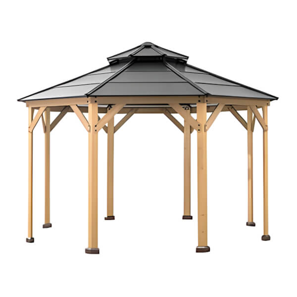 Sunjoy Group 11 x 13 Octagon 2-Tier Hardtop Gazebo with Ceiling Hook - Thumbnail 2