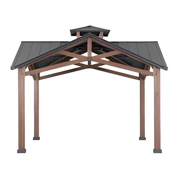 Sunjoy Group SummerCove 13 x 15 Wooden 2-Tier Hardtop Gazebo with Ceiling Hook - Thumbnail 4