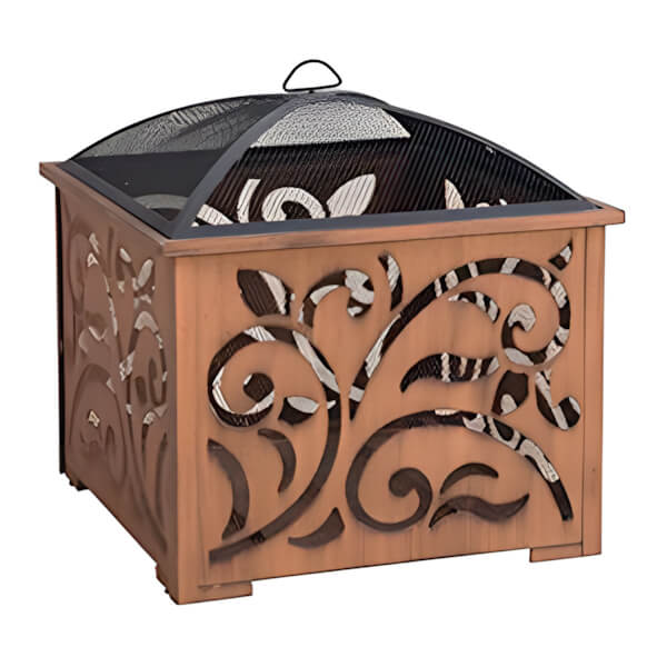 Sunjoy Group 26-Inch Copper Steel Wood Burning Fire Pit with Spark Screen and Fire Poker-A301016900-Garage Giant
