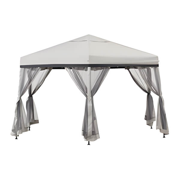 Sunjoy Group 11 x 11 Hexagon Pop Up Portable Soft Top Gazebo with Netting-A101012600-Garage Giant