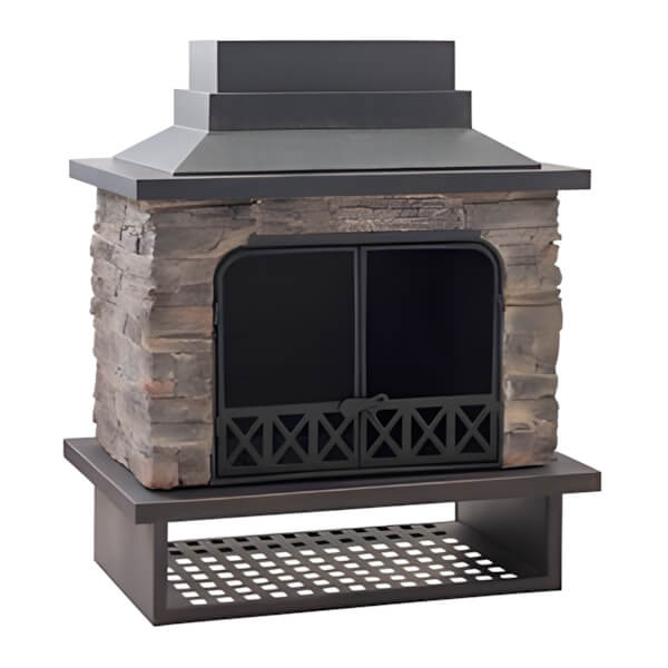 Sunjoy Group 48-Inch Wood Burning Stone Fireplace - Thumbnail 3