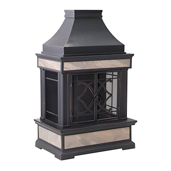 Sunjoy Group 57-Inch Steel Wood Burning Fireplace with Fire Poker