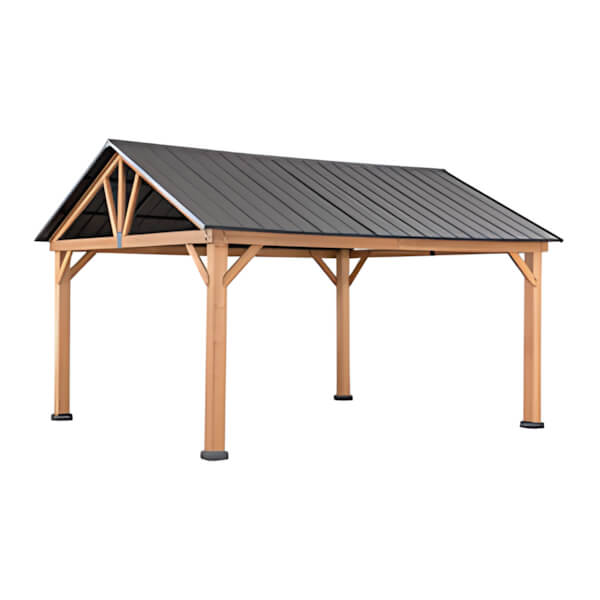 Sunjoy Group 11 x 13 SummerCove Gable Roof Hardtop Pavilion Gazebo with Ceiling Hook - Thumbnail 4