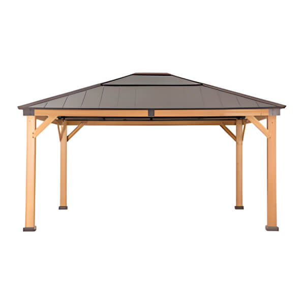 Sunjoy Group SummerCove 13 x 15 Wooden 2-Tier Hardtop Gazebo with Ceiling Hook - Thumbnail 2