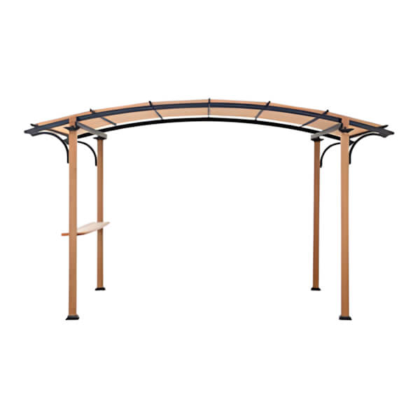 Sunjoy Group Modern 9 x 13 Metal Arched Pergola Kit with Bar Shelf