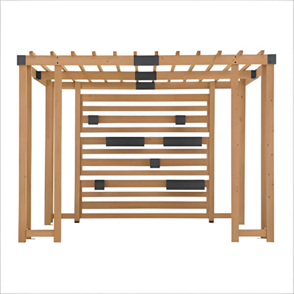Sunjoy Group 10 x 10 Modern Wooden Pergola Kit with Adjustable Hanging Planters