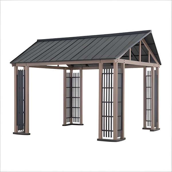 Sunjoy Group 11 x 13 SummerCove Gable Roof Hardtop Pavilion Gazebo with Ceiling Hook