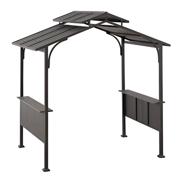 Sunjoy Group 5 x 8 Grill Pavilion Gazebo with Ceiling Hook and Bar Shelves-A104001300-Garage Giant