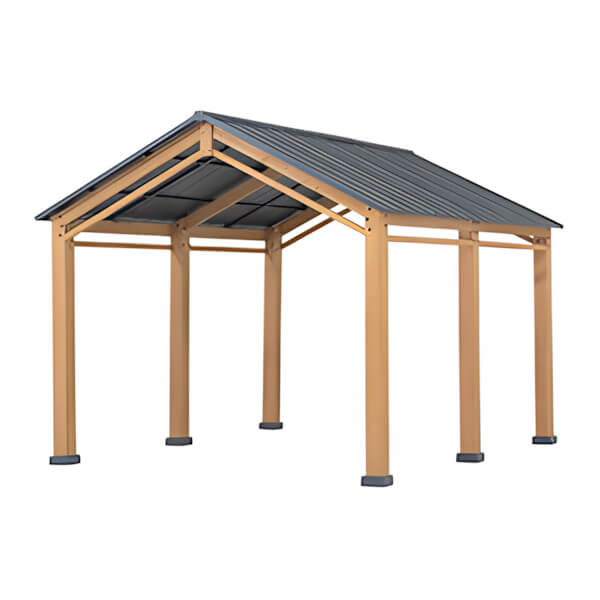 Sunjoy Group AutoCove 11 x 13 Gable Roof Wood Carport / Gazebo with Ceiling Hook (Black Roof)-A110000920-Garage Giant
