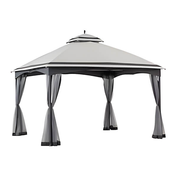 Sunjoy Group 11 x 13 Steel 2-Tier Soft Top Gazebo with Ceiling Hook and Netting-A101012201-Garage Giant