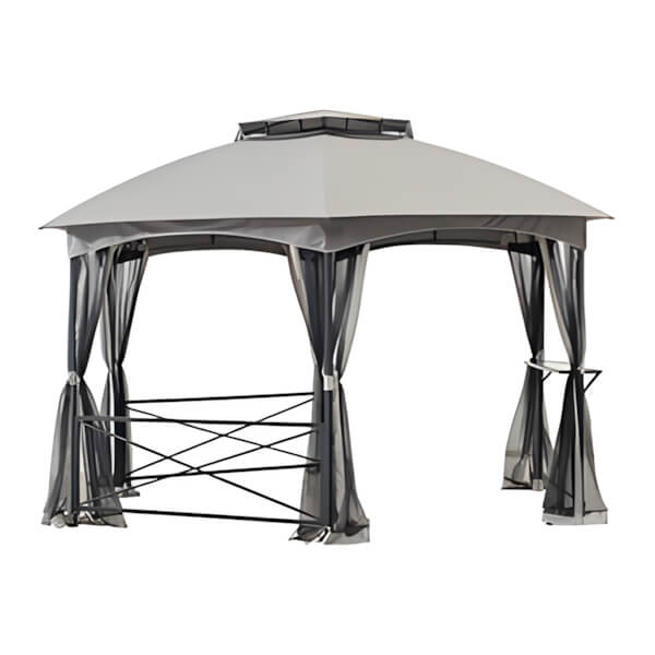 Sunjoy Group 15 x 15 Steel Hexagon 2-Tier Soft Top Gazebo