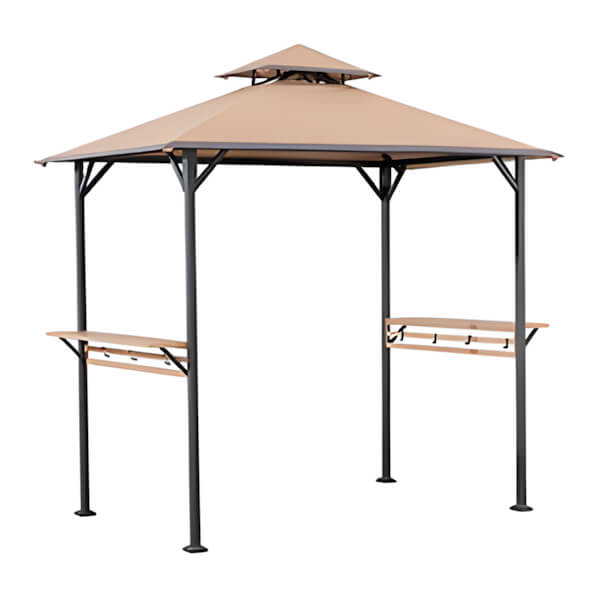 Sunjoy Group 5 x 8 Steel Soft Top Grill Gazebo with Bar Shelves-A103003000-Garage Giant