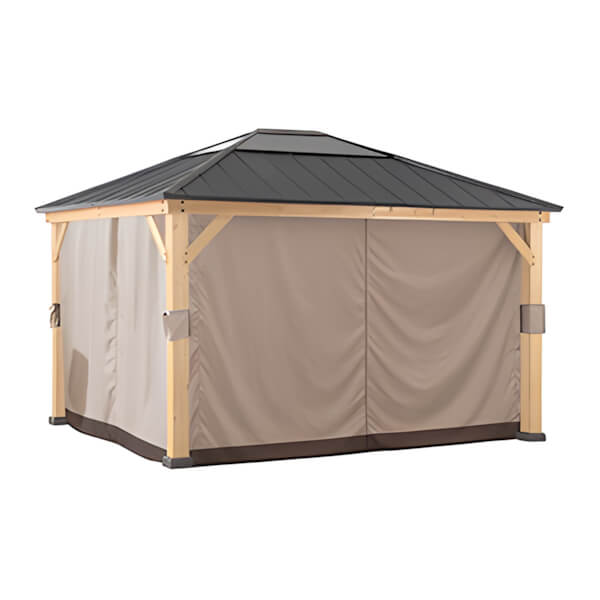Sunjoy Group Replacement Curtains and Mosquito Netting for 13 x 15 Wood-Framed Gazebos-A111701240-Garage Giant