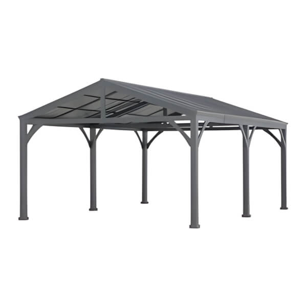Sunjoy Group 14 x 20 Steel Frame Gable Roof Metal Carport / Gazebo with 2 Ceiling Hooks-A110000800-Garage Giant