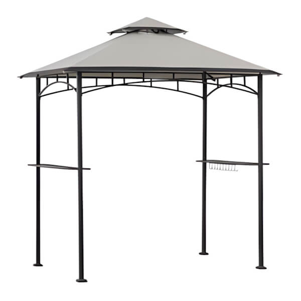 Sunjoy Group 5 x 8 Steel Soft Top Grill Gazebo with Bar Shelves-A103002201-Garage Giant