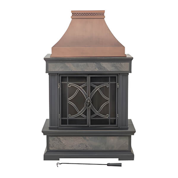 Sunjoy Group 57-Inch Steel Wood Burning Fireplace with Fire Poker-A304001006-Garage Giant