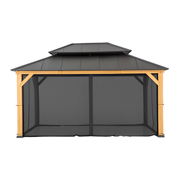 Sunjoy Group Replacement Mosquito Netting for 12 x 16 Wood-Framed Gazebos (Black)-A111513500-Garage Giant