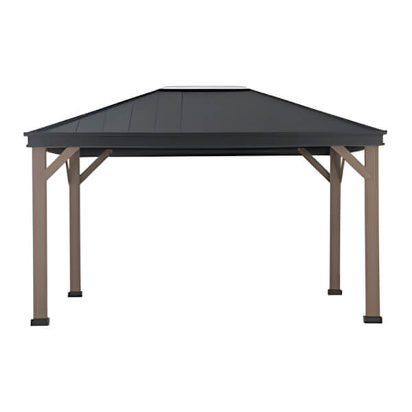 Sunjoy Group 11 x 13 Cedarville Hardtop Gazebo with Skylight (Black Roof)-A102018100-Garage Giant