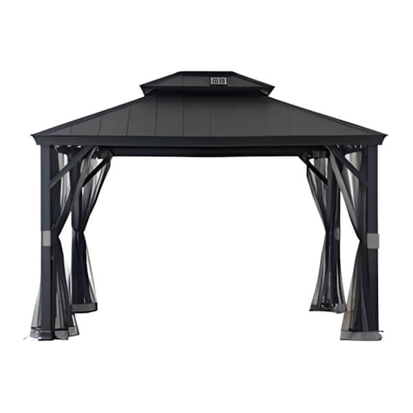Sunjoy Group 10 x 10 Aluminum Frame 2-Tier Steel Hardtop Gazebo