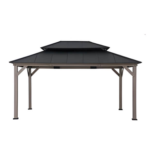 Sunjoy Group 11 x 11 Wooden 2-Tier Aluminum Hardtop Gazebo with Ceiling Hook - Thumbnail 5