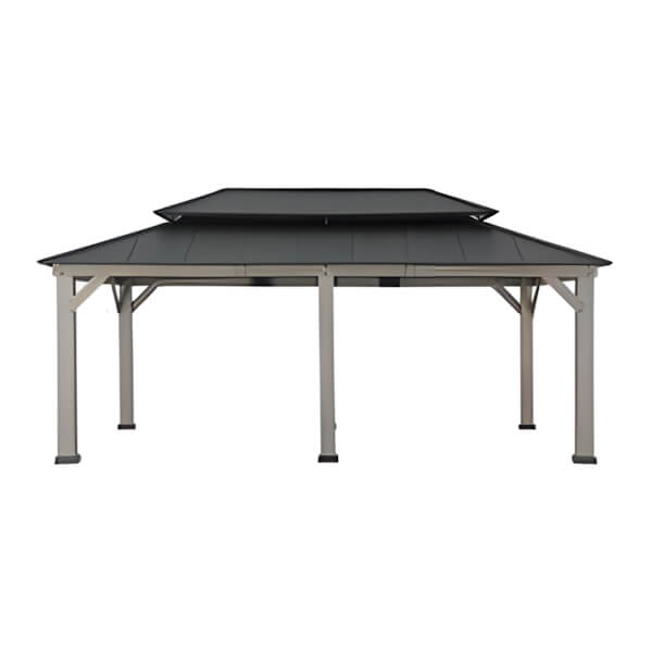 Sunjoy Group 12 x 20 Cedar Framed Gazebo with 2-Tier Aluminum Hardtop Roof