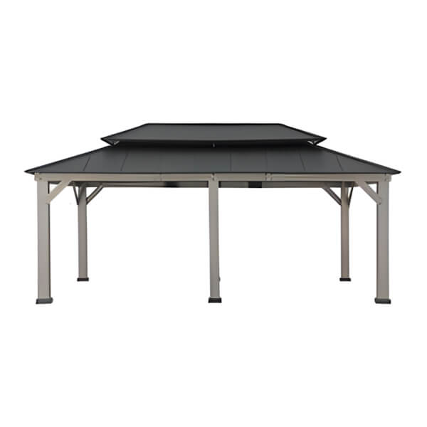 Sunjoy Group 12 x 20 Cedar Framed Gazebo with 2-Tier Aluminum Hardtop Roof - Thumbnail 2