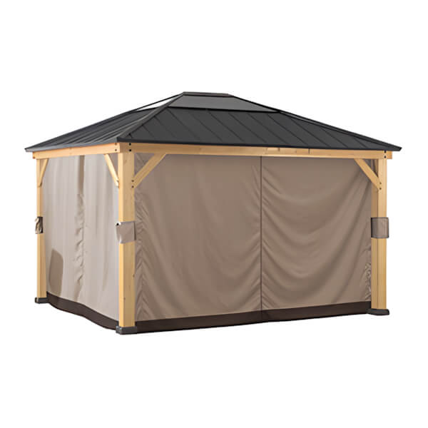 Sunjoy Group Universal Curtains and Mosquito Netting for 11 ft. x 13 ft. Wood Gazebos-A111701220-Garage Giant