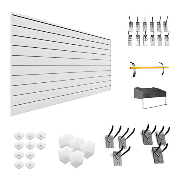 Proslat Handyman Slatwall Wall Storage Bundle (White)-33003K-Garage Giant