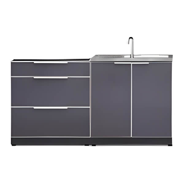 NewAge Outdoor Kitchens Aluminum Slate Grey 2-Piece Outdoor Kitchen Set (No Countertop)-70202 + 70203-Garage Giant
