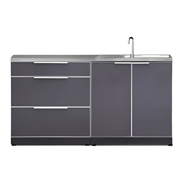 NewAge Outdoor Kitchens Aluminum Slate Grey 3-Piece Outdoor Kitchen Set with Countertops-70202 + 70203 + 65800-Garage Giant