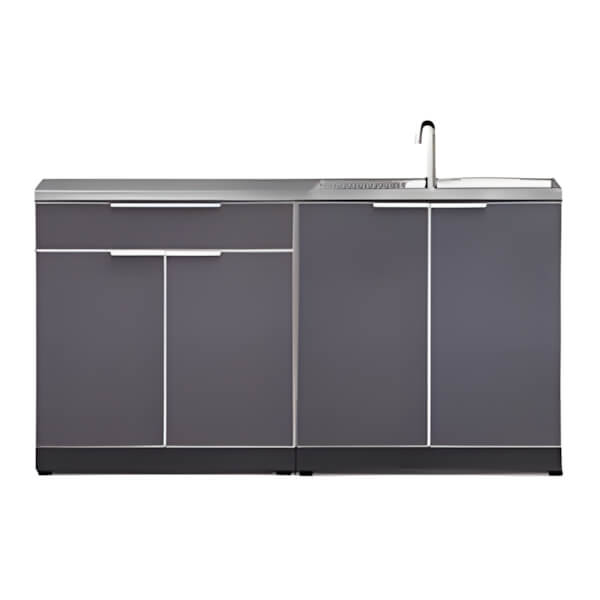NewAge Outdoor Kitchens Aluminum Slate Grey 3-Piece Outdoor Kitchen Set with Countertops and Covers-70202 + 70204 + 65800 + 65872 + 65881-Garage Giant