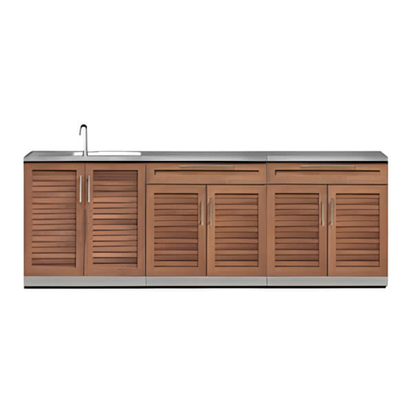 NewAge Outdoor Kitchens Grove 4-Piece Outdoor Kitchen Set with Countertops-70102 + 70104-2 + 65802-Garage Giant