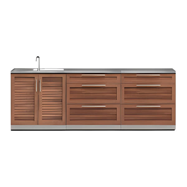NewAge Outdoor Kitchens Grove 4-Piece Outdoor Kitchen Set with Countertops and Covers-70102 + 70103-2 + 65802 + 65874 + 65881-Garage Giant