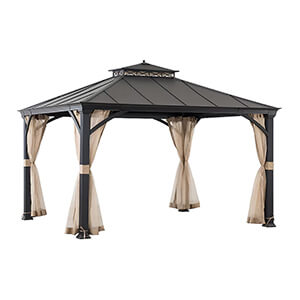 Sunjoy Group 10 x 12 Black 2-Tier Steel Hardtop Gazebo
