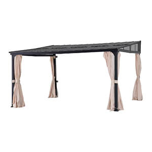 Sunjoy Group Wall Mounted 12 x 14 Metal Roof Wall-Mounted Lean To Gazebo