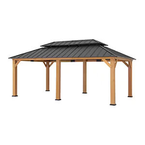 Sunjoy Group 12 x 20 Cedar Wood Hardtop Gazebo
