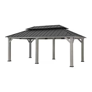 Sunjoy Group 12 x 20 Driftwood Cedar Hardtop Gazebo-A1020326F1-Garage Giant