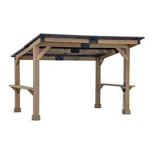 Sunjoy Group 10 x 12 Cedar Gazebo Pergola with Bar Shelves and Power Port
